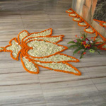 Flowers on the plinth of Srila Sridhar Maharaj's Samadhi Mandir